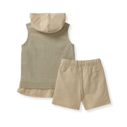 Acid Wash Sleeveless Sweatshirt & Pants Set