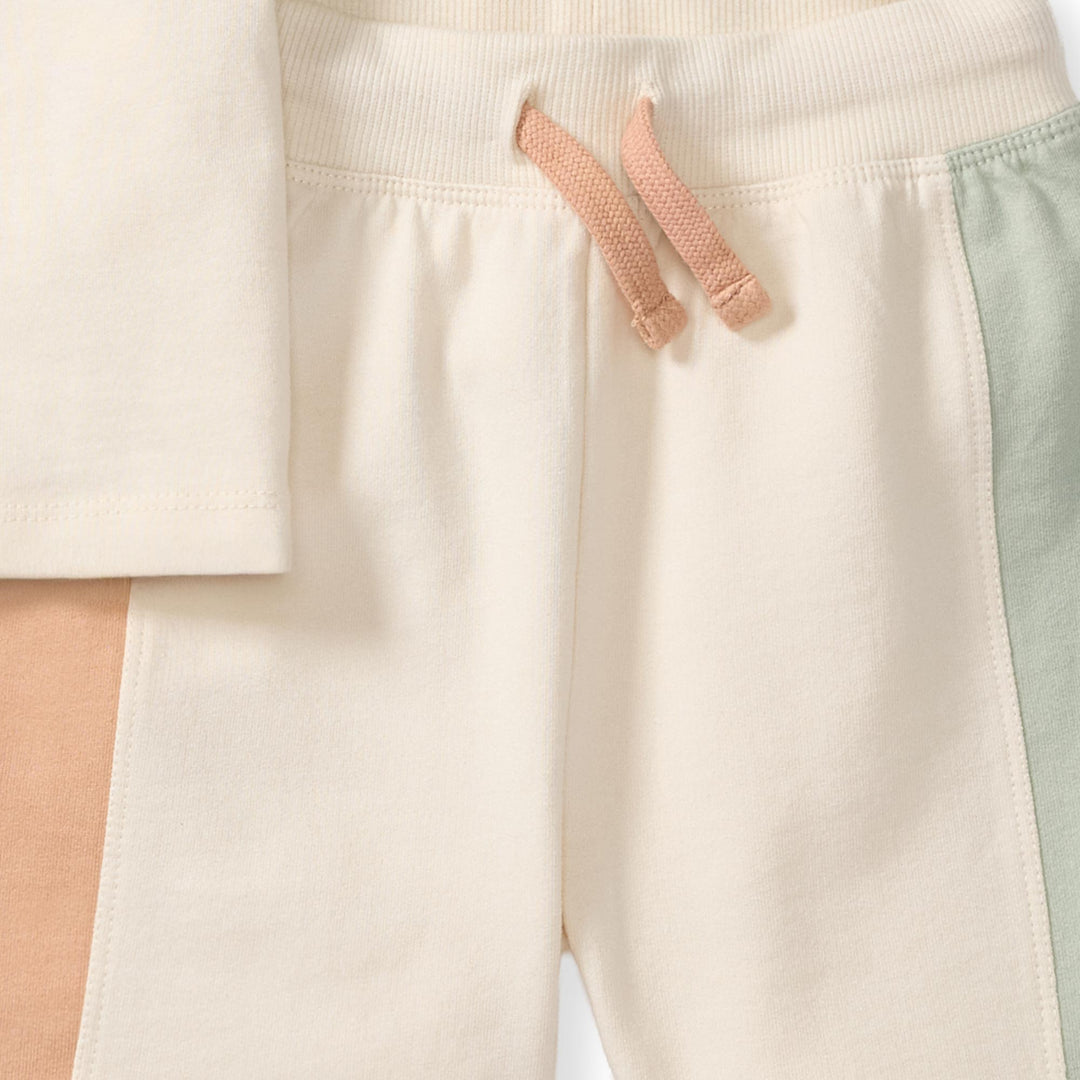 Color Blocked Tee & Shorts Set - Oat Beige