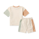 Load image into Gallery viewer, Color Blocked Tee &amp; Shorts Set - Oat Beige