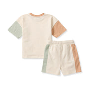 Color Blocked Tee & Shorts Set - Oat Beige