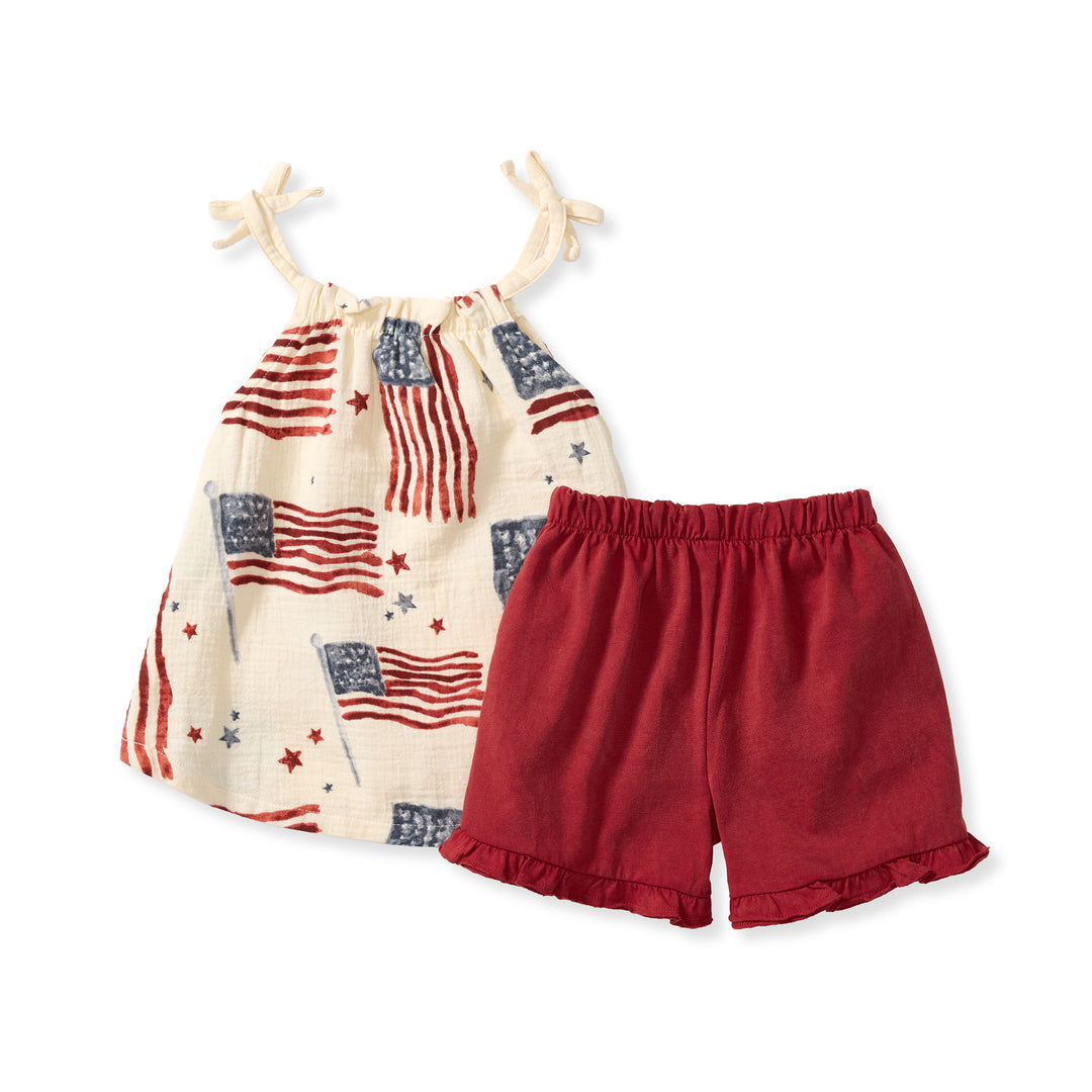American Flag Girl Tank & Shorts Set