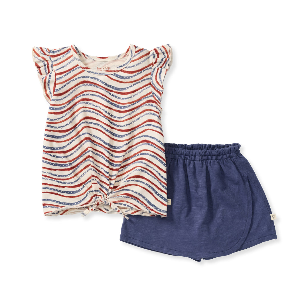 Festive Pattern Girl Tee & Shorts Set