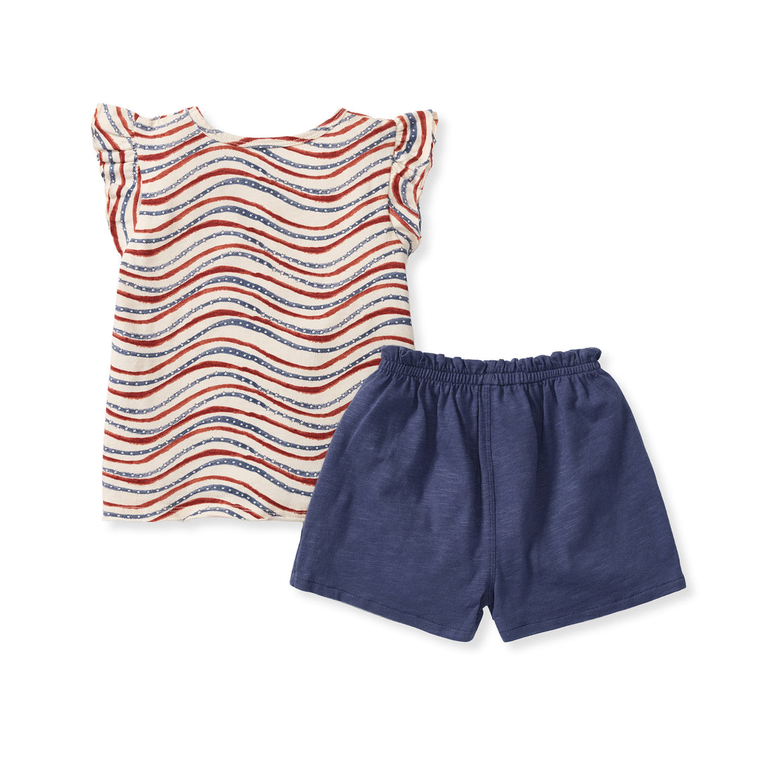 Festive Pattern Girl Tee & Shorts Set