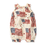 Load image into Gallery viewer, American Flag Baby Girl Bubble Romper