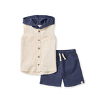 Load image into Gallery viewer, Organic Boy Slub Hooded Sleeveless Shirt &amp; Shorts Set