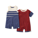 Load image into Gallery viewer, Basic Stripe Baby Boy Romper Set 2-Pack - Blue Smoke