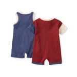 Load image into Gallery viewer, Basic Stripe Baby Boy Romper Set 2-Pack - Blue Smoke