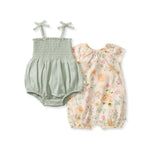 Load image into Gallery viewer, Mediterranean Floral Baby Girl Bubble Romper 2-Pack Set