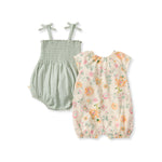 Load image into Gallery viewer, Mediterranean Floral Baby Girl Bubble Romper 2-Pack Set