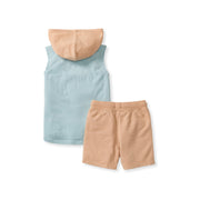 Organic Boy Hooded Sleeveless Shirt & Shorts Set