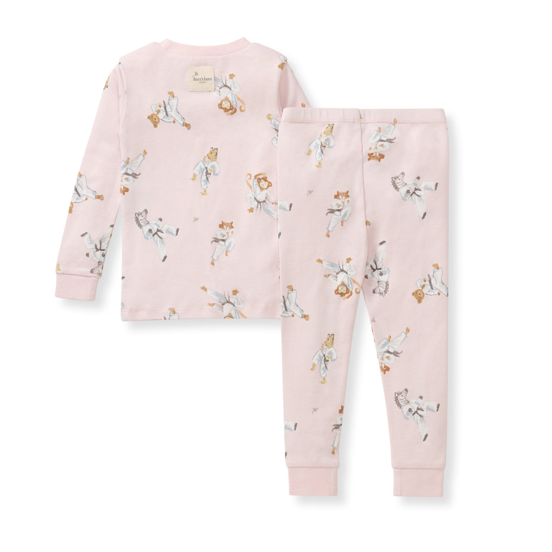 Karate Creatures Organic Cotton Two-Piece Pajamas - Chalky Pink