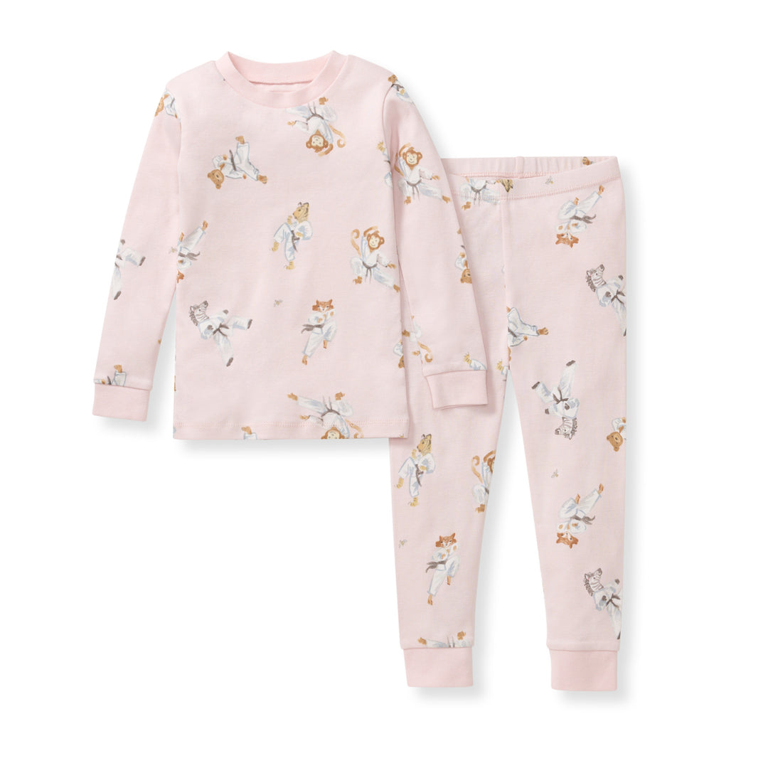 Karate Creatures Organic Cotton Two-Piece Pajamas - Chalky Pink