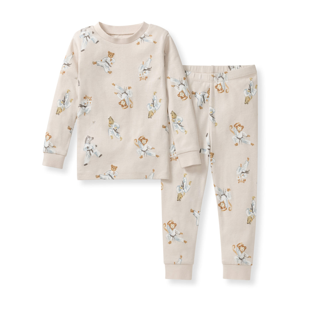 Karate Creatures Organic Cotton Two-Piece Pajamas - Rain Cloud
