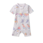 Load image into Gallery viewer, Watercolor Dinos Organic Baby Sleeper Romper - Sweet Pea