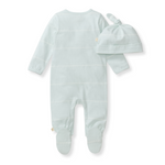 Load image into Gallery viewer, Baby Boy Blue Stripe Jumpsuit &amp; Hat Set