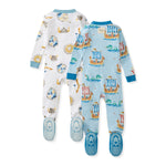 Load image into Gallery viewer, 2 Pack Nordic Hero &amp; Viking Ships Organic Cotton Sleeper Footed