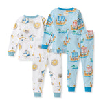 Load image into Gallery viewer, 4 Piece Nordic Hero &amp; Viking Ships Organic Cotton Two-Piece Pajamas