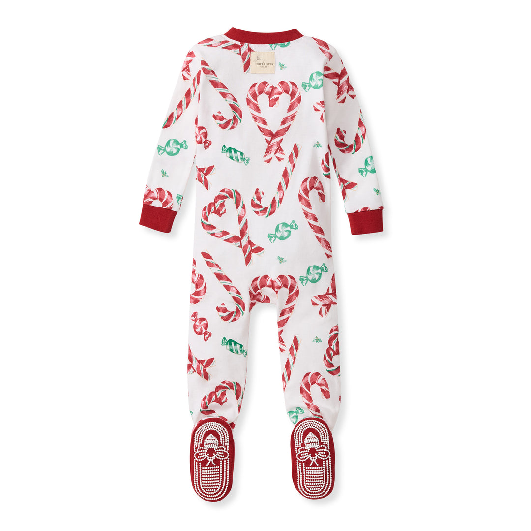 Candy Cane Love Organic Cotton Sleeper Footed
