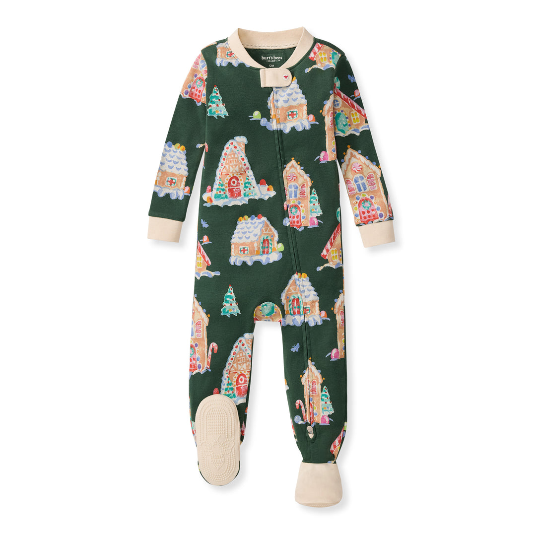 Gingerbread Houses Organic Cotton Sleeper Footed