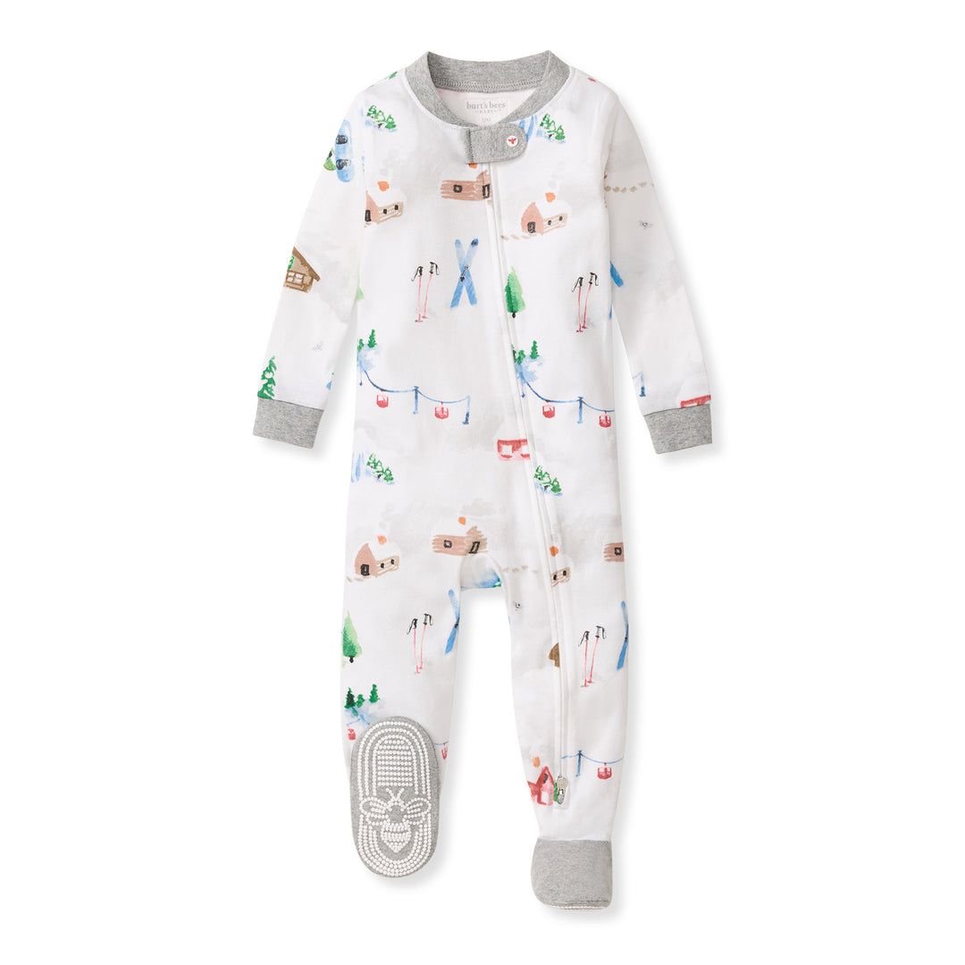Ski Slopes Organic Cotton Sleeper Footed