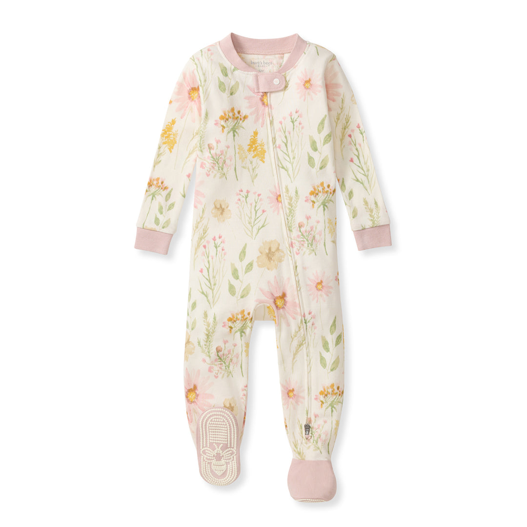 Wild Floral Organic Cotton Sleeper Footed