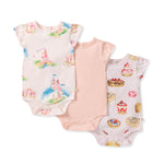 Load image into Gallery viewer, 3-Pack Pastry Shop &amp; Pretty Princess Baby Girl Bodysuits