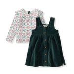 Load image into Gallery viewer, Poinsettia Fair Isle Organic Girl Tee &amp; Dress Set
