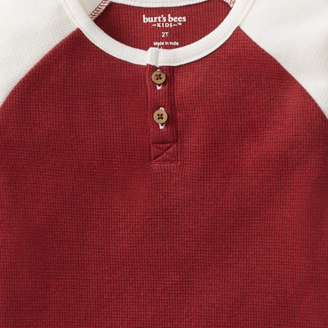 Thermal Organic Boy Tee & Pants Set - Brick Red Swatch