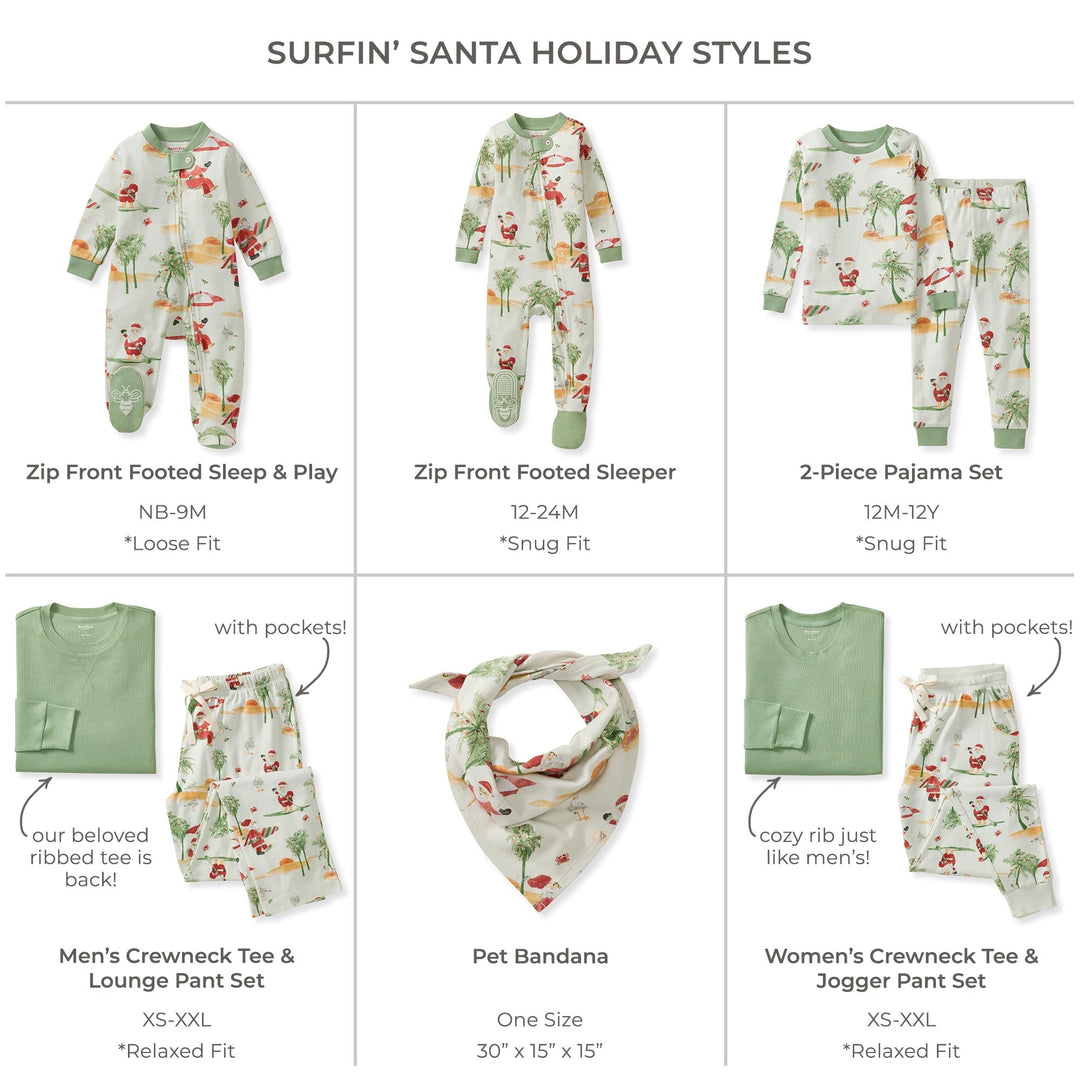 Surfin Santa Matching Family Pajamas Style Grid