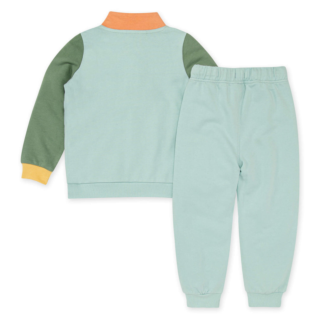 Color Blocked French Terry Top & Pant Set