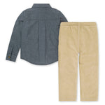 Load image into Gallery viewer, Chambray Button Down Shirt &amp; Raised Rib Infant  Pant Set

