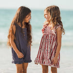 Load image into Gallery viewer, Check Gauze Blue Girl Romper - Blue Smoke