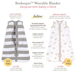 Load image into Gallery viewer, Rugby Stripe Organic Beekeeper™ Wearable Baby Blanket - Heather Grey
