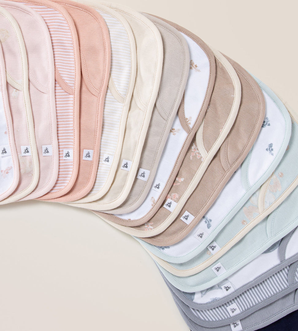 Solid Organic Cotton Baby Bibs 5 Pack - Pink Sand