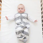 Load image into Gallery viewer, Rugby Stripe Organic Beekeeper™ Wearable Baby Blanket - Heather Grey

