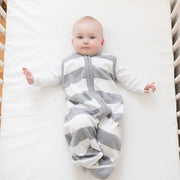 Rugby Stripe Organic Beekeeper™ Wearable Baby Blanket - Heather Grey
