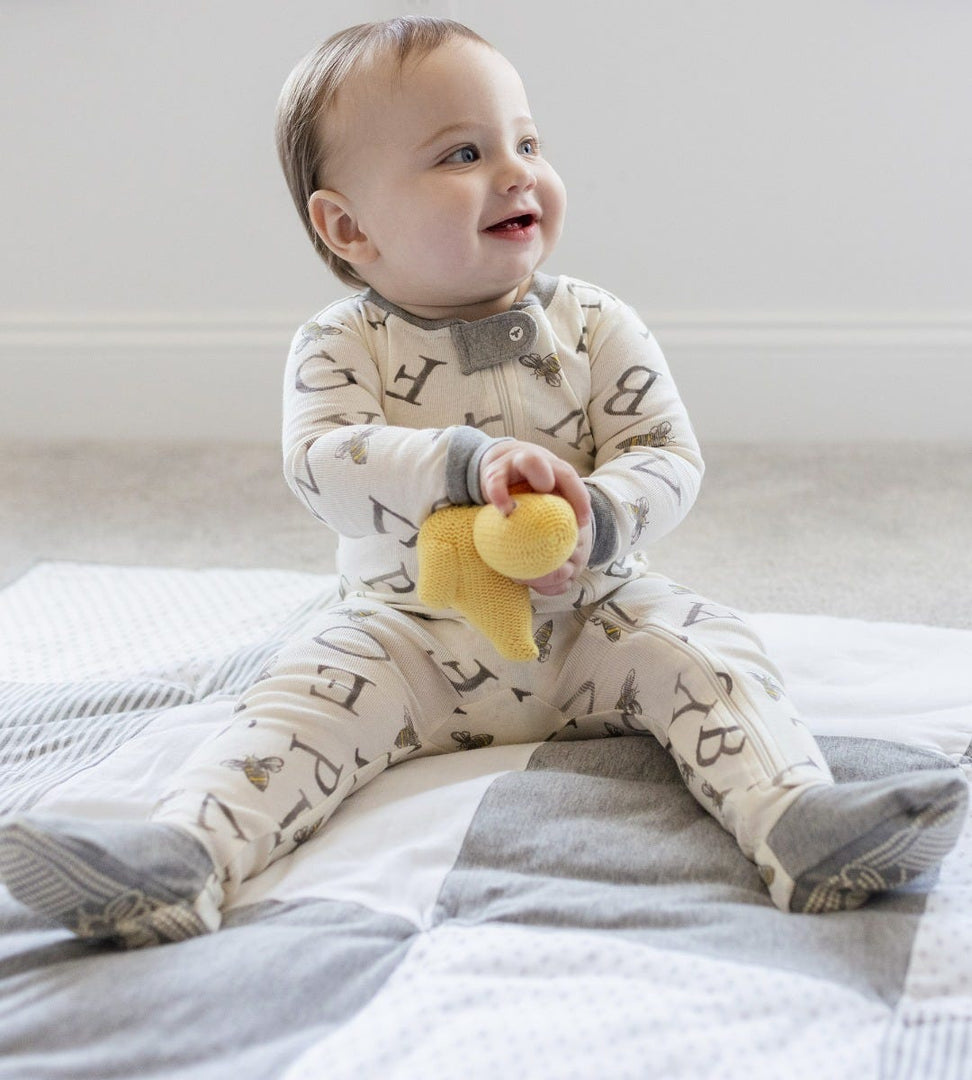 A-Bee-C and Stripes Organic Cotton Snug Fit Footed Sleeper 2 Pack