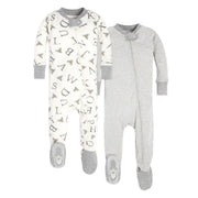 a-bee-c and heather grey stripe snug fit 2 pack pjs front