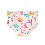 Load image into Gallery viewer, Dino Friends &amp; Tie Dye Organic Cotton Toddler Girl Underwear 5 Pack Back

