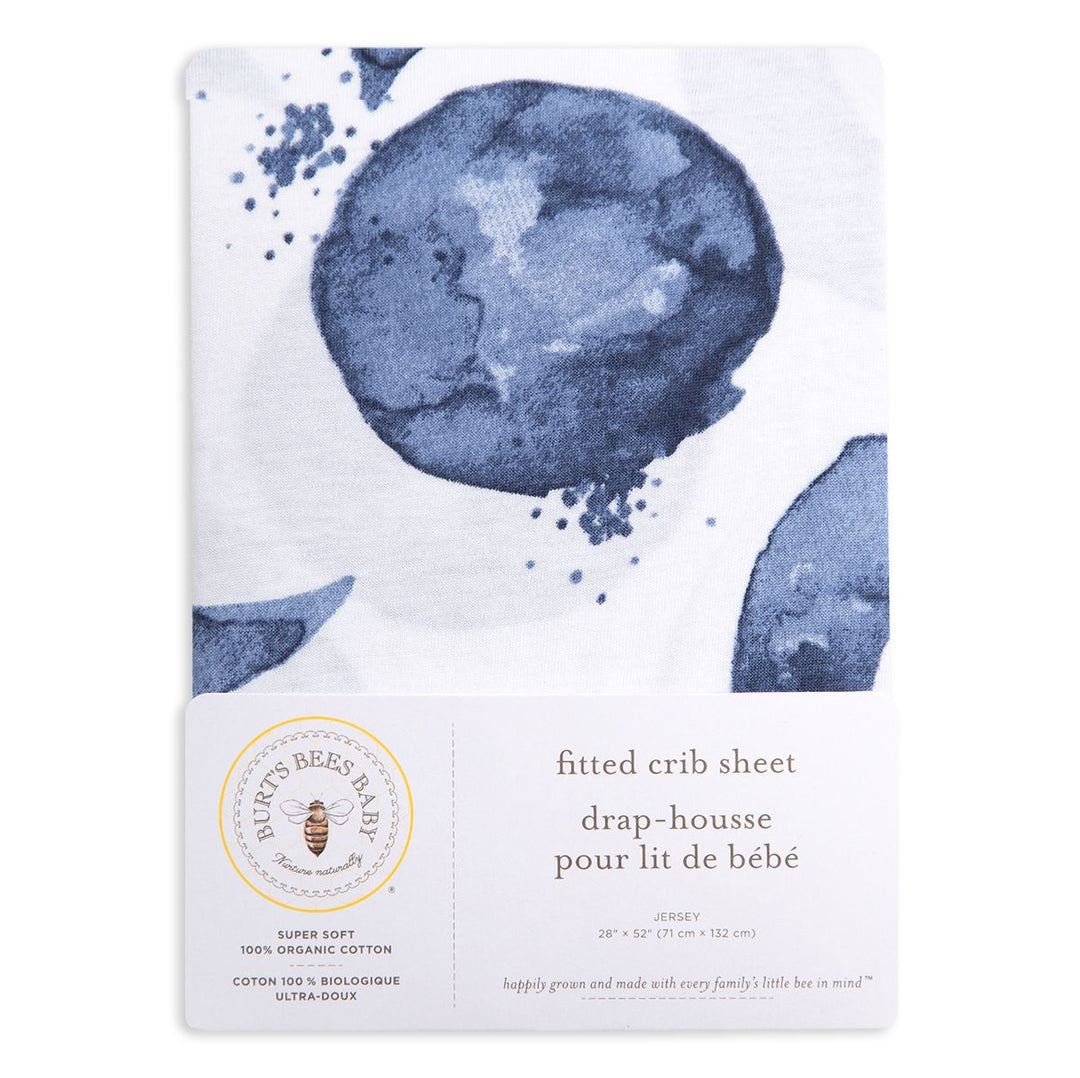 Hello Moon! Fitted Crib Sheet - Indigo