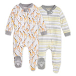 Load image into Gallery viewer, Giraffes Organic Baby Loose Fit Footed Sleep &amp; Play 2 Pack
